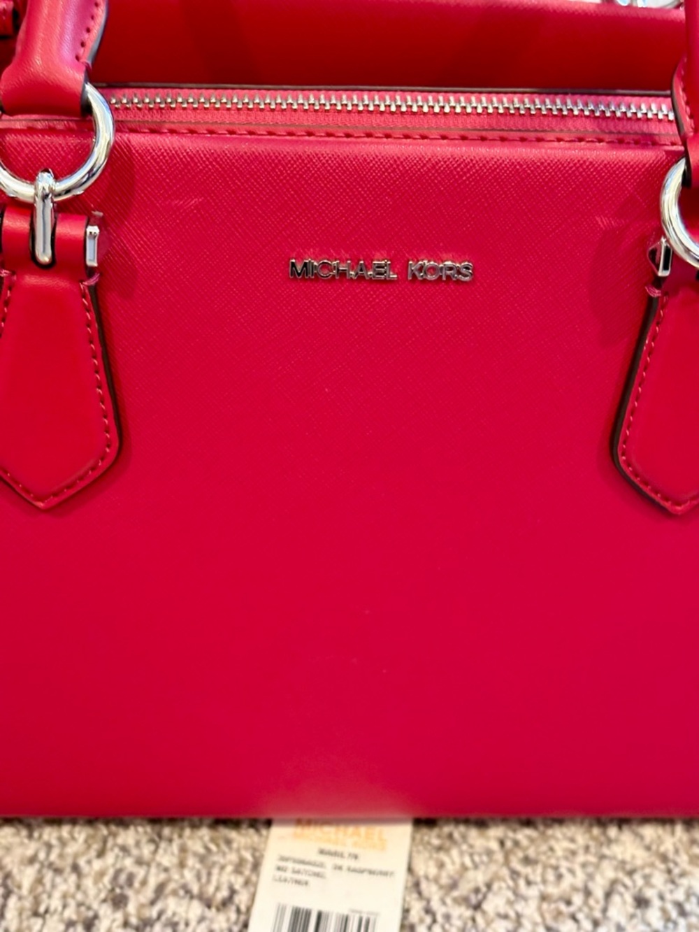 Michael Kors Red Saffiano Satchel with Top Handles and Strap NWT - Picture 3 of 8
